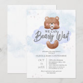 We Can Bearly Wait Boy Baby Shower Invitation (Devant / Derrière)