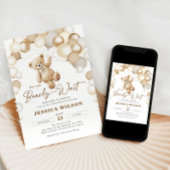 We Can Bearly Wait Brown Teddy Bear Baby Shower Kaart