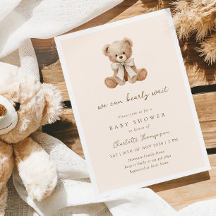 We Can Bearly Wait Bruine Baby Shower Kaart
