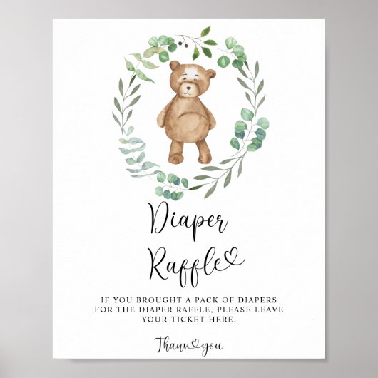 We can bearly wait diaper raffle poster (Devant)