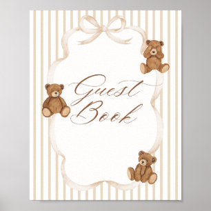 We Can Bearly Wait Elegante babyshower gastboek Poster