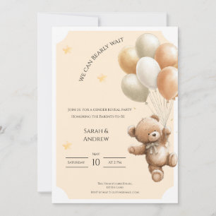 We Can Bearly Wait Gender Reveal Invitation Kaart