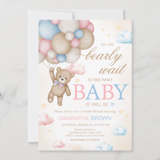 We Can Bearly Wait Gender Reveal Kaart (Voorkant)