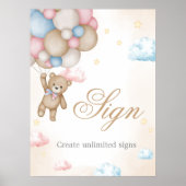 We Can Bearly Wait Gender Reveal Sign Poster (Voorkant)