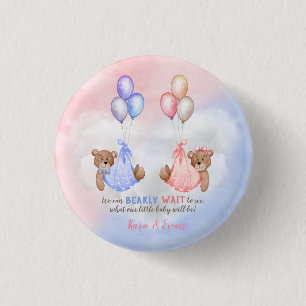 We Can Bearly Wait Geslacht Onthulling Beren Roze Ronde Button 3,2 Cm