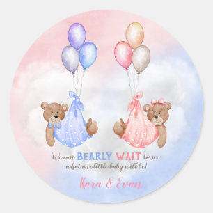 We Can Bearly Wait Geslacht Onthulling Beren Roze Ronde Sticker