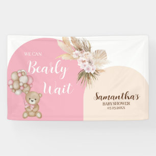 We Can Bearly Wait Meisje Baby Shower Vlag Spandoek