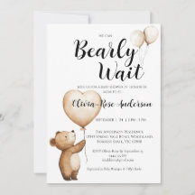 We Can Bearly Wait Neutrale Baby Shower Uitnodigin