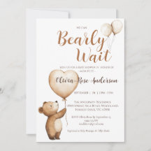 We Can Bearly Wait Neutrale Baby Shower Uitnodigin