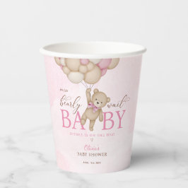 We Can Bearly Wait Pink Baby Shower Papieren Bekers