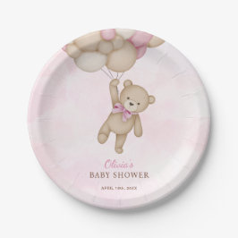 We Can Bearly Wait Pink Baby Shower Papieren Bordje