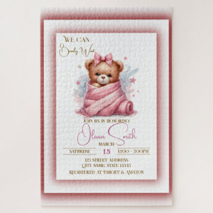 We Can Bearly Wait Roze Baby Shower Legpuzzel