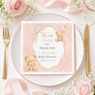 We Can Bearly Wait Roze Beer Meisje Baby Shower Servet