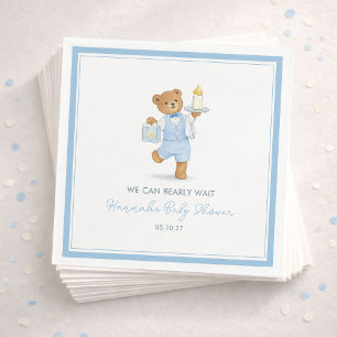 We Can Bearly Wait Schattige Blauwe Teddy Jongens Servet