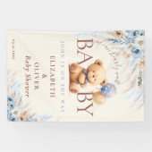 We Can Bearly Wait Teddy Bear Baby Shower Backdrop Spandoek (Horizontaal)