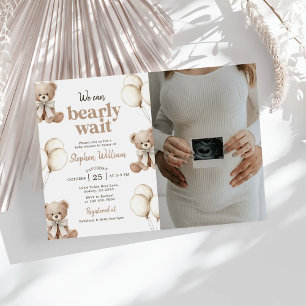 We Can Bearly Wait Teddy Bear Baby Shower Foto Kaart