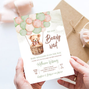 We Can Bearly Wait Teddybeer Baby Borrel Kaart