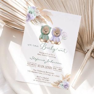 We Can Bearly Wait Teddybeer Babyshower  Kaart