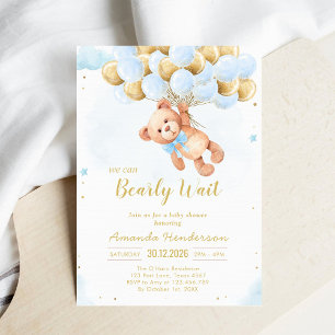 We Can Bearly Wait Teddybeer Babyshower Kaart