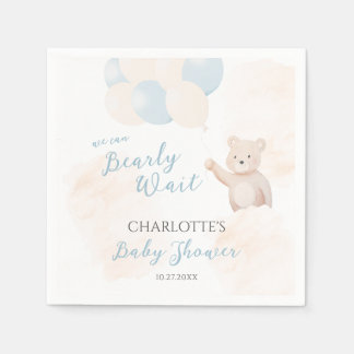 We Can Bearly Wait | Teddybeer Jongens Baby Shower Servet