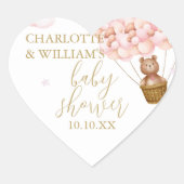 We Can Bearly Wait Teddybeer Roze Babyshower Hart Sticker (Voorkant)