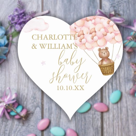 We Can Bearly Wait Teddybeer Roze Babyshower Hart Sticker