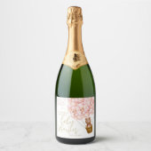 We Can Bearly Wait Teddybeer Roze Babyshower Sparkling Wijnetiket (Voorkant)