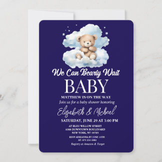 We Can Bearly Wait Theme Baby Shower Invitation Kaart