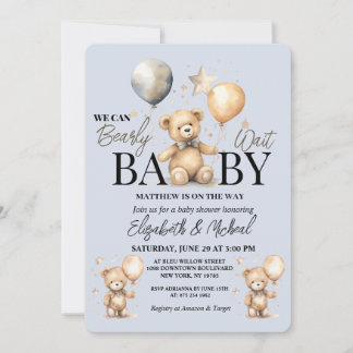 We Can Bearly Wait Theme Baby Shower Invitation Kaart