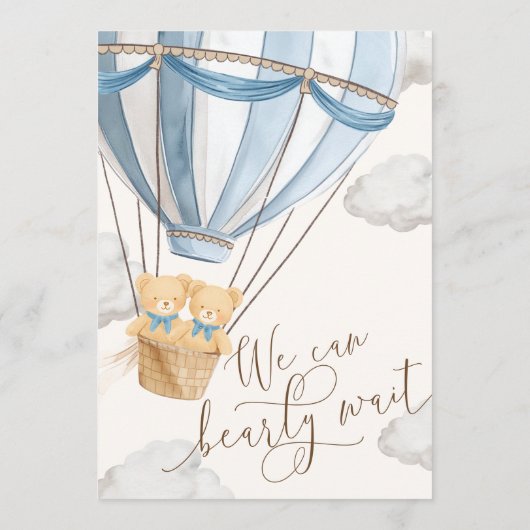 We Can Bearly Wait Twins Baby Shower Menu (Achterkant)