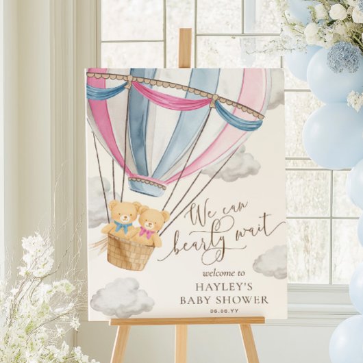 We Can Bearly Wait Twins Baby Shower Poster