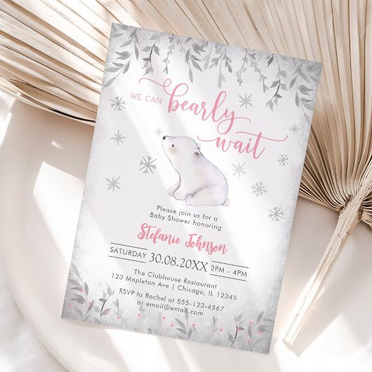 We Can Bearly Wait Winter Baby Shower Invitation