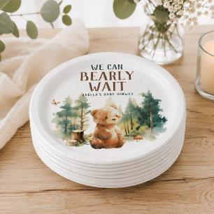 We Can Bearly Wait Woodland Baby Shower Borden Papieren Bordje
