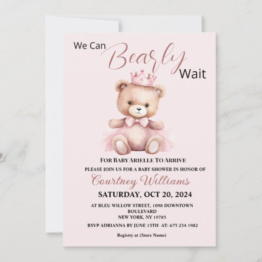 We Can Bearly WaitBaby Shower Invitation (Devant)