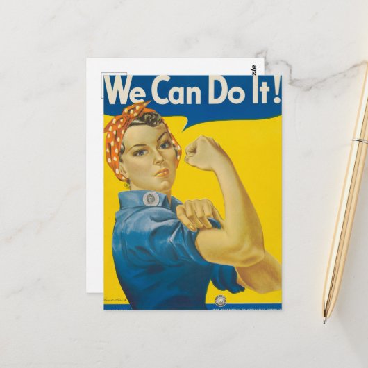 We Can Do It! door J. Howard Miller Briefkaart (Voorkant / Achterkant in situ)