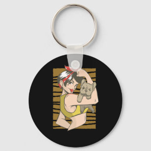 We Can Do It Meisjesactivist met Cute Puppy Sleutelhanger
