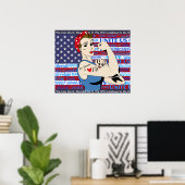 "We Can Do It" Poster de femme patriotique avec dr (Bureau à domicile)