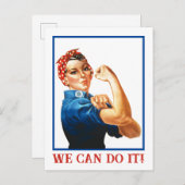 We Can Do It Rosie the Riveter Women Power WWII  Uitnodiging Briefkaart (Voorkant / Achterkant)