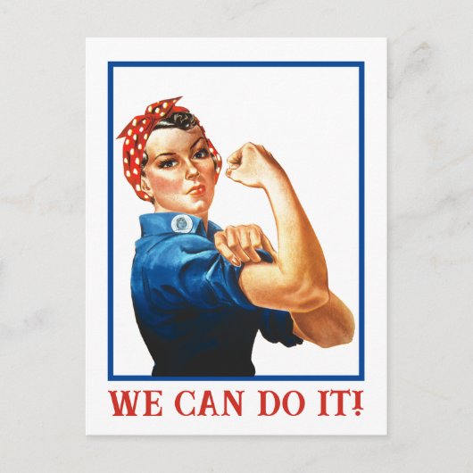 We Can Do It Rosie the Riveter Women Power WWII  Uitnodiging Briefkaart (Voorkant)