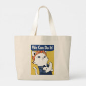 We Can Do It! White Cat Rosie the Riveter Grote Tote Bag (Achterkant)