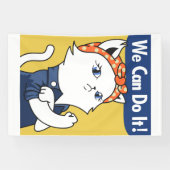 We Can Do It! White Cat Rosie the Riveter Spandoek (Horizontaal)