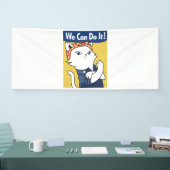 We Can Do It! White Cat Rosie the Riveter Spandoek (Beurs)