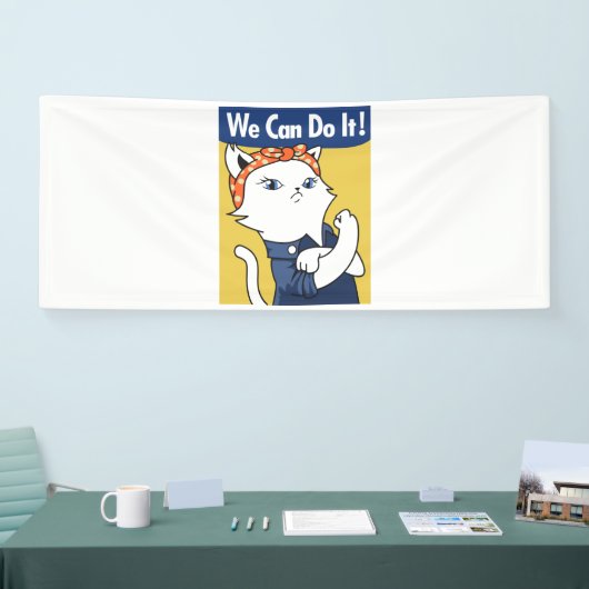 We Can Do It! White Cat Rosie the Riveter Spandoek (Beurs)
