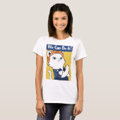 We Can Do It! White Cat Rosie the Riveter T-shirt (Voorkant volledig)
