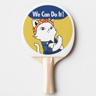 We Can Do It! White Cat Rosie the Riveter Tafeltennisbatje