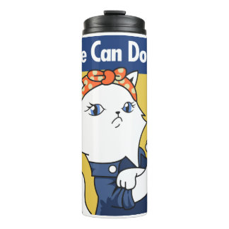 We Can Do It! White Cat Rosie the Riveter Thermosbeker