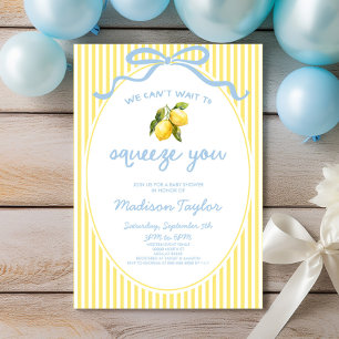 We Can't Wait To Squeeze You Lemon Bow Baby Shower Kaart