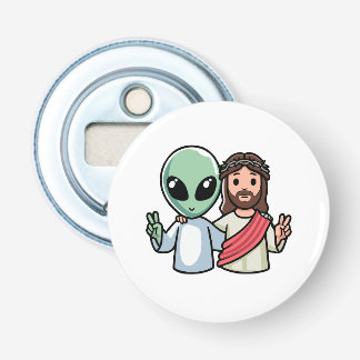 We come in peace button flesopener