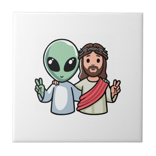 We come in peace tegeltje (Voorkant)