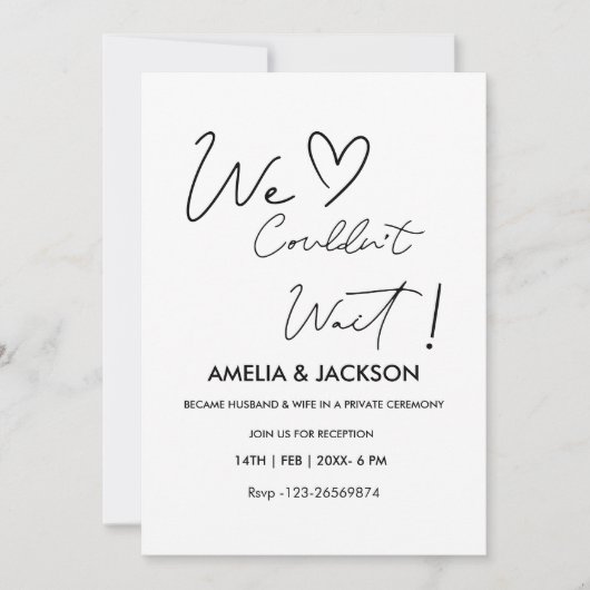 We Couldn’t Wait,Wedding Reception Invitation (Devant)